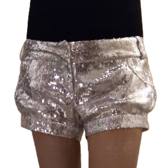 NWOT - Silver-Color Sequined Shorts - Steve Madden - Picture 2 of 4